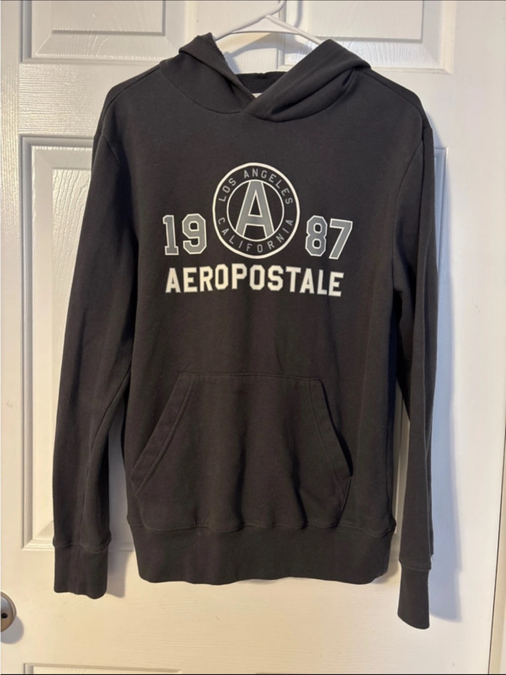 Aeropostale Charcoal Gray Pullover Hoodie with White Logo